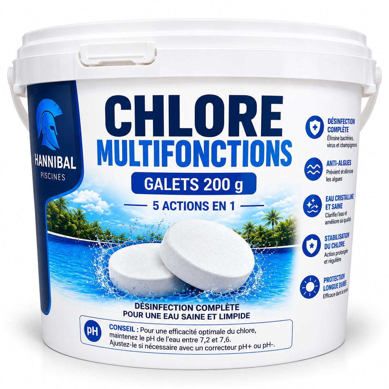 Chlore Multifonction 5KG Galets 200g